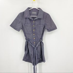 Urban Outfitters Blue Stripe Short-Sleeve Romper